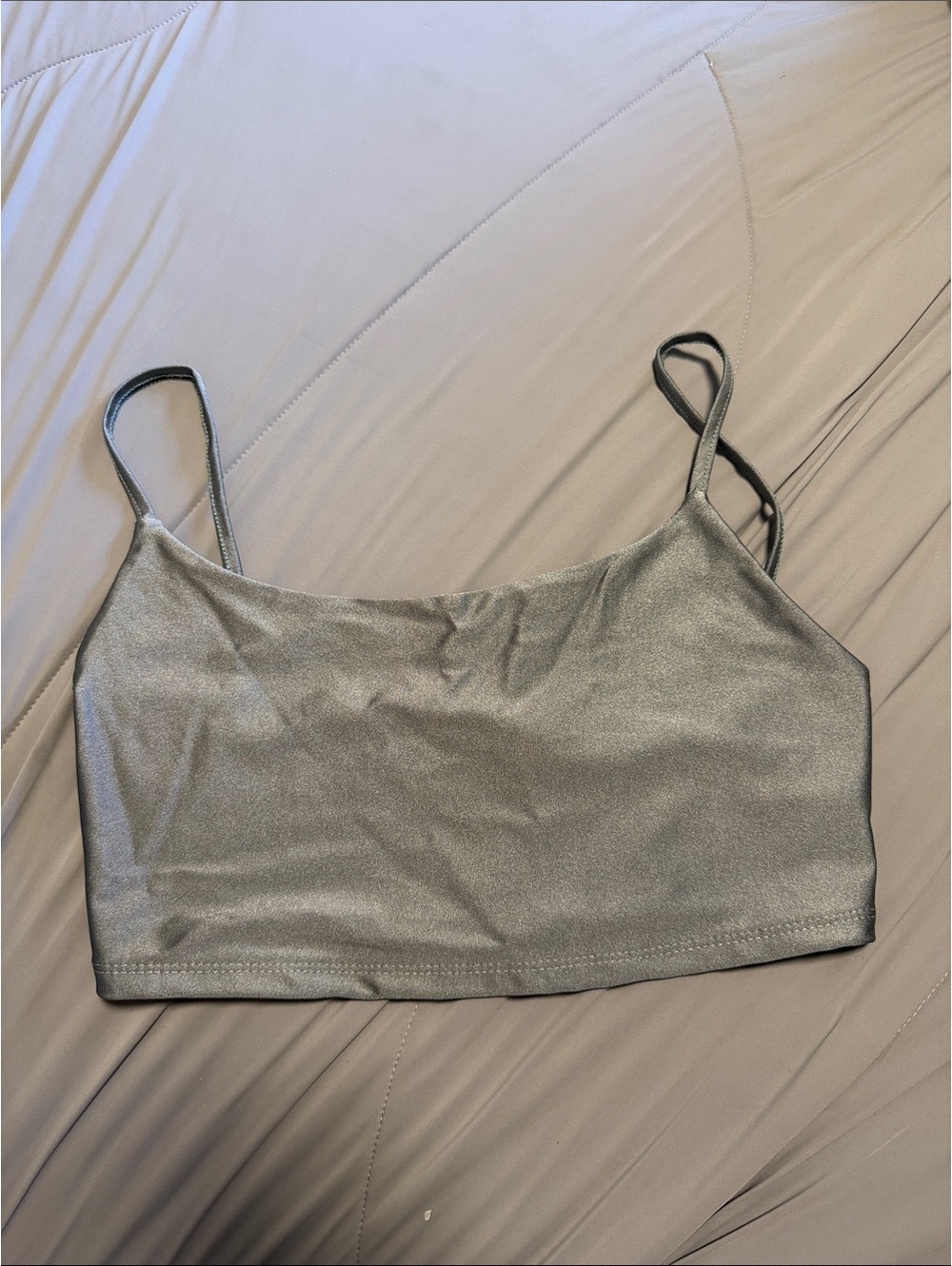 Silver Shimmer Crop Tank Top